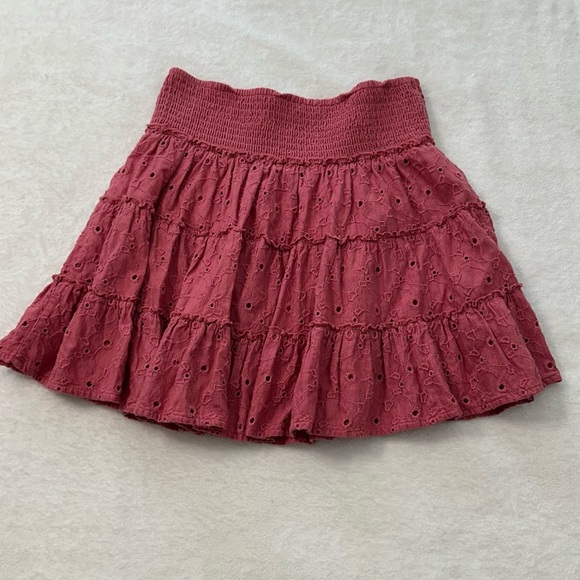 American Eagle Outfitters Pink Smocked Skater Skirt - Picture 2 of 10
